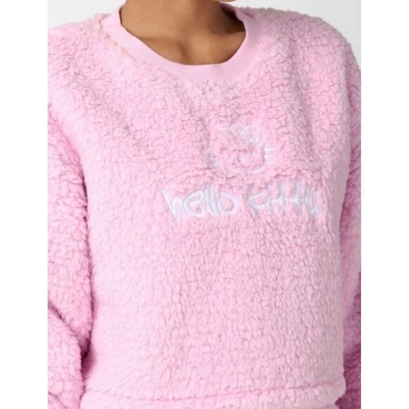NEW! Forever 21 Hello Kitty x Collection Fuzzy Sherpa Sweater Sanrio Pink SZ S - Picture 3 of 10